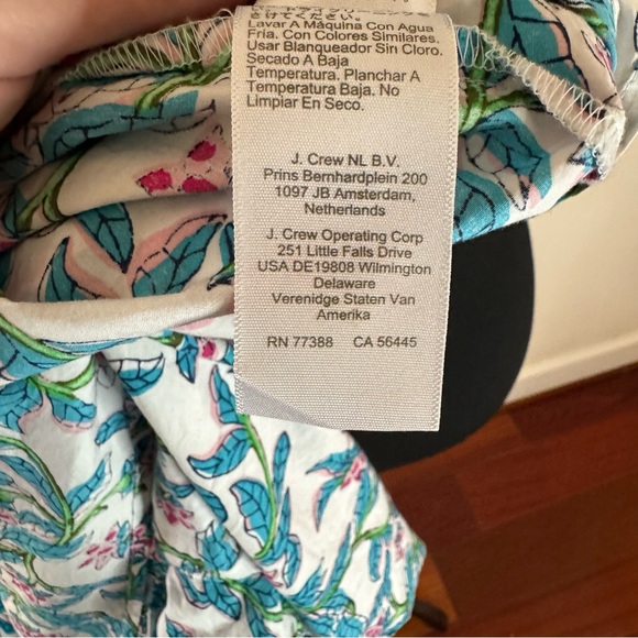 J. Crew Factory Blue White Pink Floral Smocked Top - Picture 9 of 11